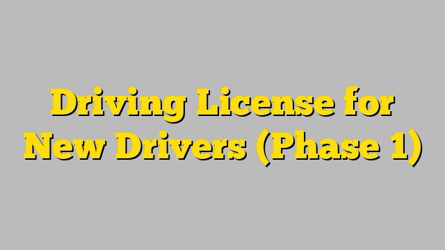 Driving License for New Drivers (Phase 1)